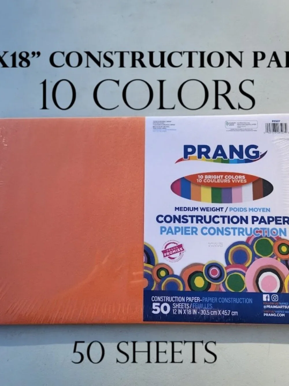 NEW Prang 10 Colors Construction Paper Medium Weight 50 Sheets 12